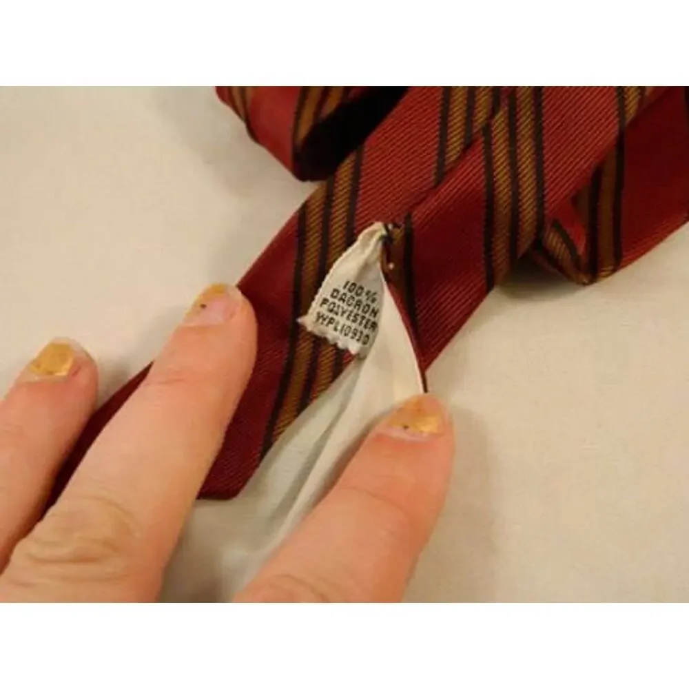 Vintage Big and Tall Mens Striped Tie, Dark Red Black Olive Green Neck Tie